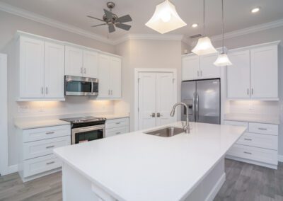 A beautiful, new kitchen with a center island